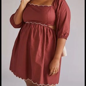 Anthropologie Forever That Girl Scalloped Mini Dress Brown Size 2X plus